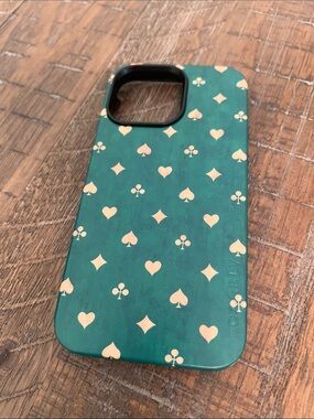 Casely Teal Card-Suit Pattern iPhone Case with Cream Accents iPhone 14 Pro Max